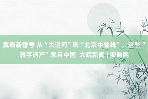 翼最新番号 从“大运河”到“北京中轴线”，这些“寰宇遗产”来自中国_大皖新闻 | 安徽网