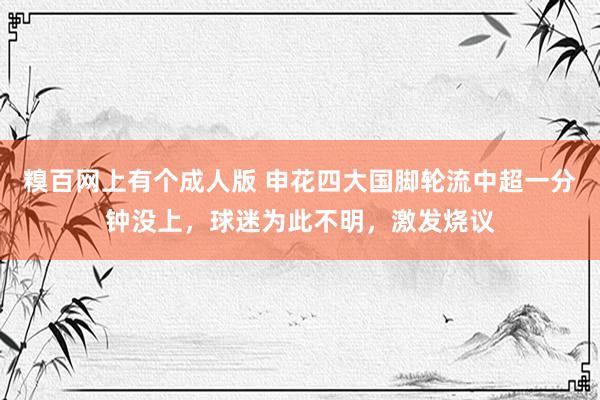 糗百网上有个成人版 申花四大国脚轮流中超一分钟没上，球迷为此不明，激发烧议
